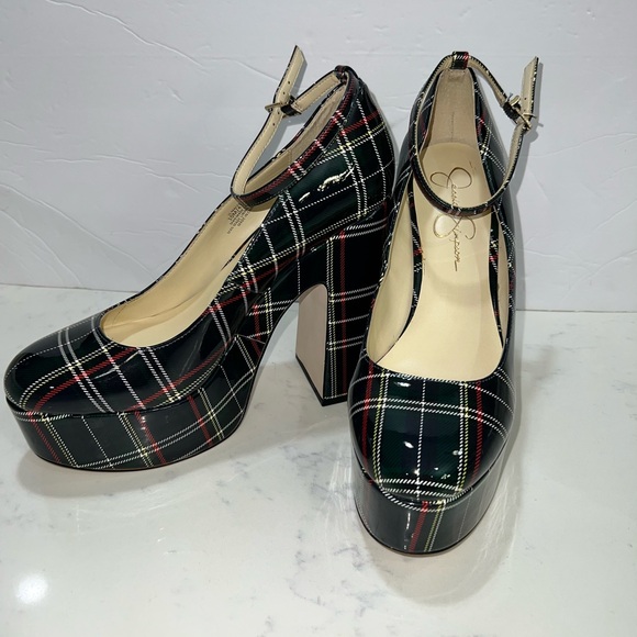 JESSICA SIMSON Stylish Plaid Platform Heels - Picture 7 of 15